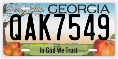 GA license plate QAK7549