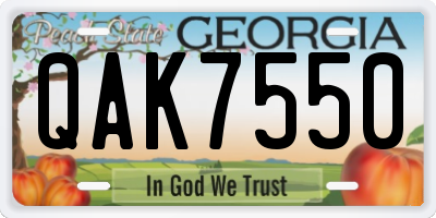 GA license plate QAK7550