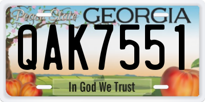 GA license plate QAK7551