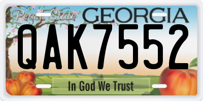 GA license plate QAK7552