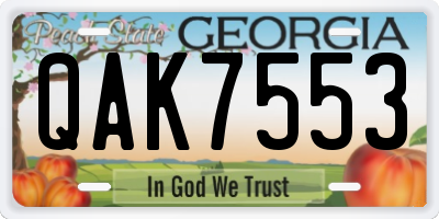 GA license plate QAK7553