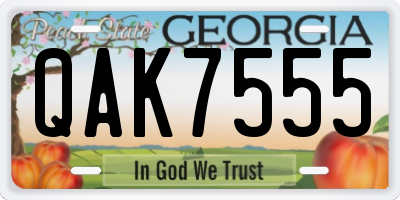 GA license plate QAK7555