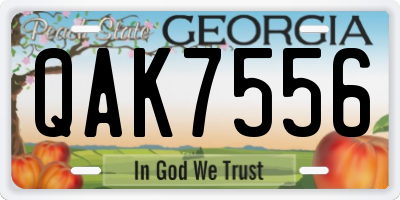 GA license plate QAK7556