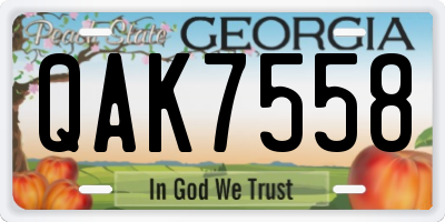 GA license plate QAK7558