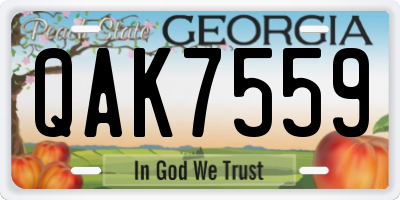 GA license plate QAK7559
