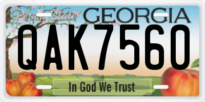 GA license plate QAK7560