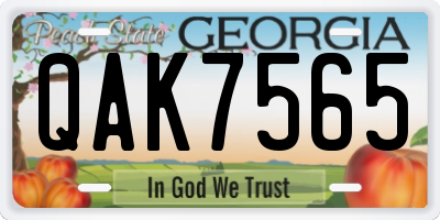 GA license plate QAK7565