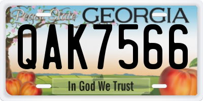 GA license plate QAK7566