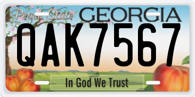 GA license plate QAK7567