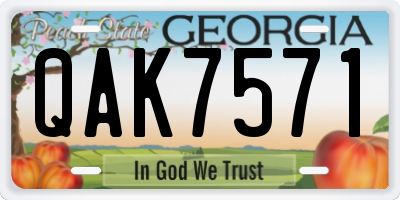GA license plate QAK7571