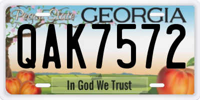 GA license plate QAK7572