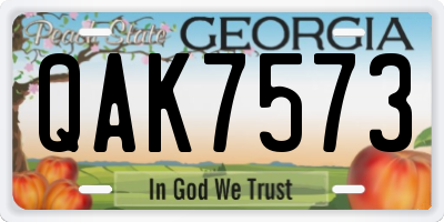 GA license plate QAK7573