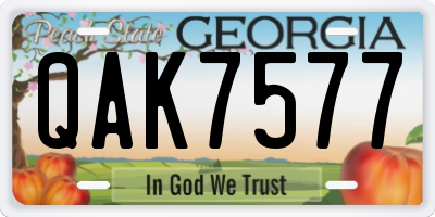 GA license plate QAK7577
