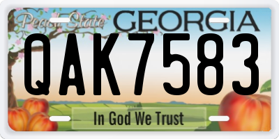 GA license plate QAK7583