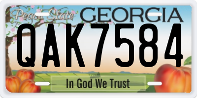 GA license plate QAK7584