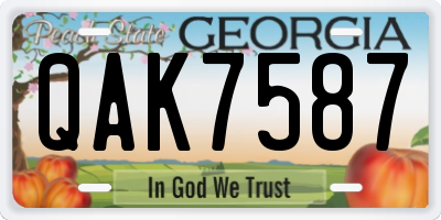 GA license plate QAK7587