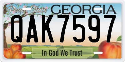 GA license plate QAK7597