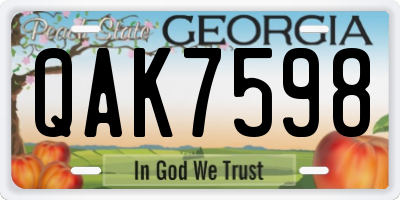 GA license plate QAK7598