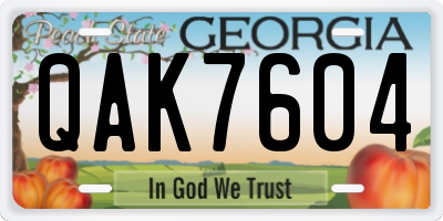 GA license plate QAK7604