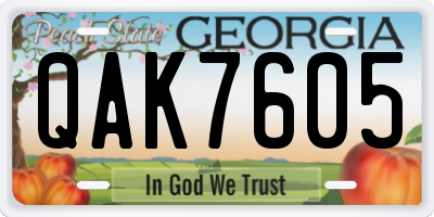 GA license plate QAK7605