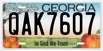 GA license plate QAK7607