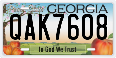 GA license plate QAK7608