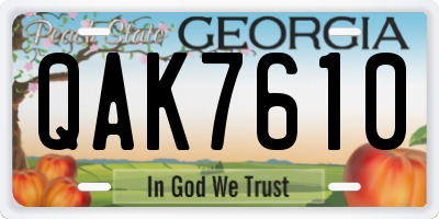 GA license plate QAK7610