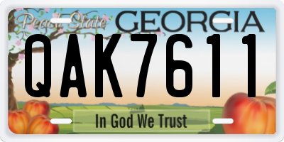 GA license plate QAK7611