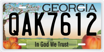 GA license plate QAK7612