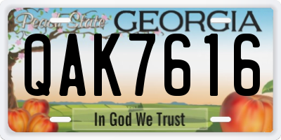 GA license plate QAK7616