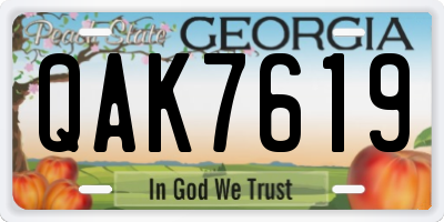 GA license plate QAK7619