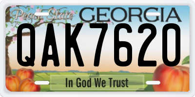 GA license plate QAK7620