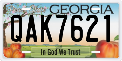 GA license plate QAK7621