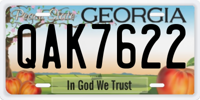 GA license plate QAK7622