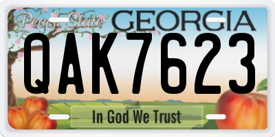 GA license plate QAK7623