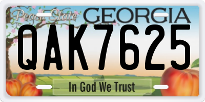 GA license plate QAK7625