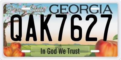 GA license plate QAK7627