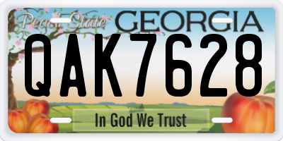 GA license plate QAK7628