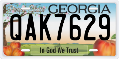 GA license plate QAK7629