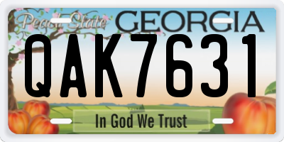 GA license plate QAK7631