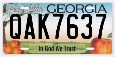 GA license plate QAK7637