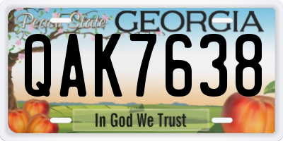 GA license plate QAK7638