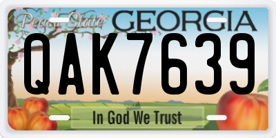 GA license plate QAK7639