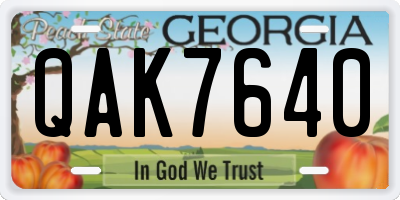 GA license plate QAK7640