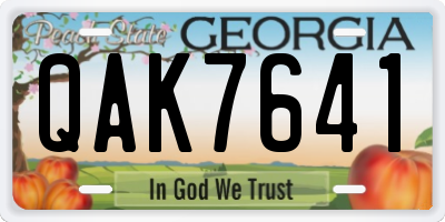 GA license plate QAK7641