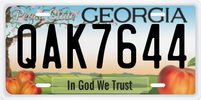 GA license plate QAK7644