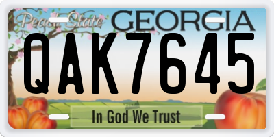 GA license plate QAK7645