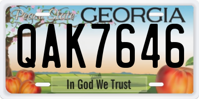 GA license plate QAK7646