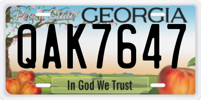 GA license plate QAK7647