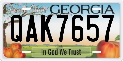 GA license plate QAK7657